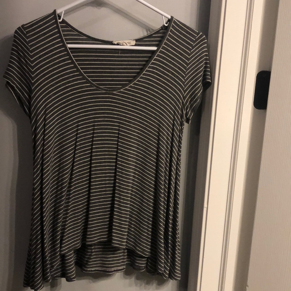 Grey and white striped short sleeve